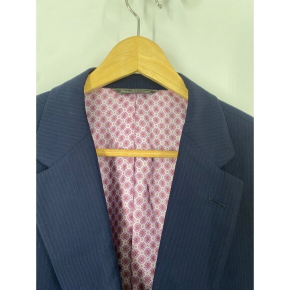 Jack Victor Napoli CT wool 2 button sport coat sz 51 R STRIPPED NAVY BLUE - Picture 3 of 7
